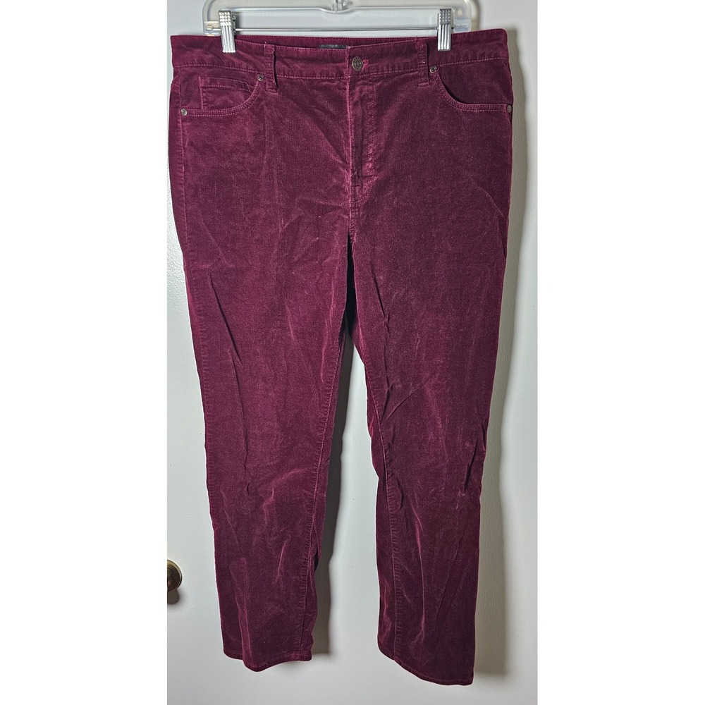 Talbots Straight Leg Corduroy Pants Plum Purple Petite 14P Stretch 5 Pocket